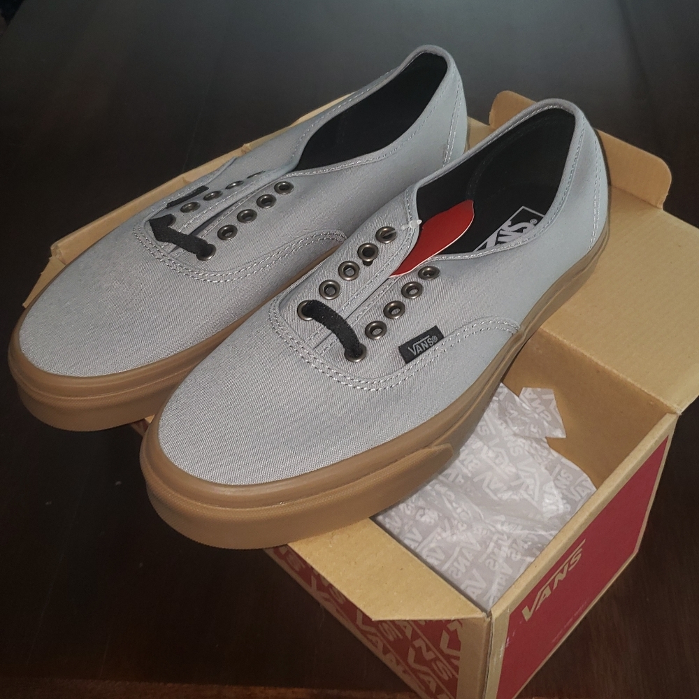 Vans grey with tan/gum sole men's 9 women's 10.5